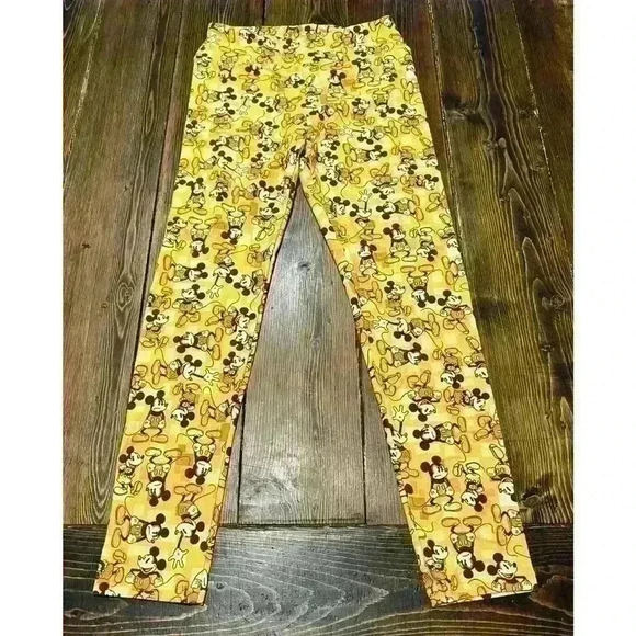 LuLaRoe Disney Mickey Leggings Yellow One Size - Picture 1 of 6